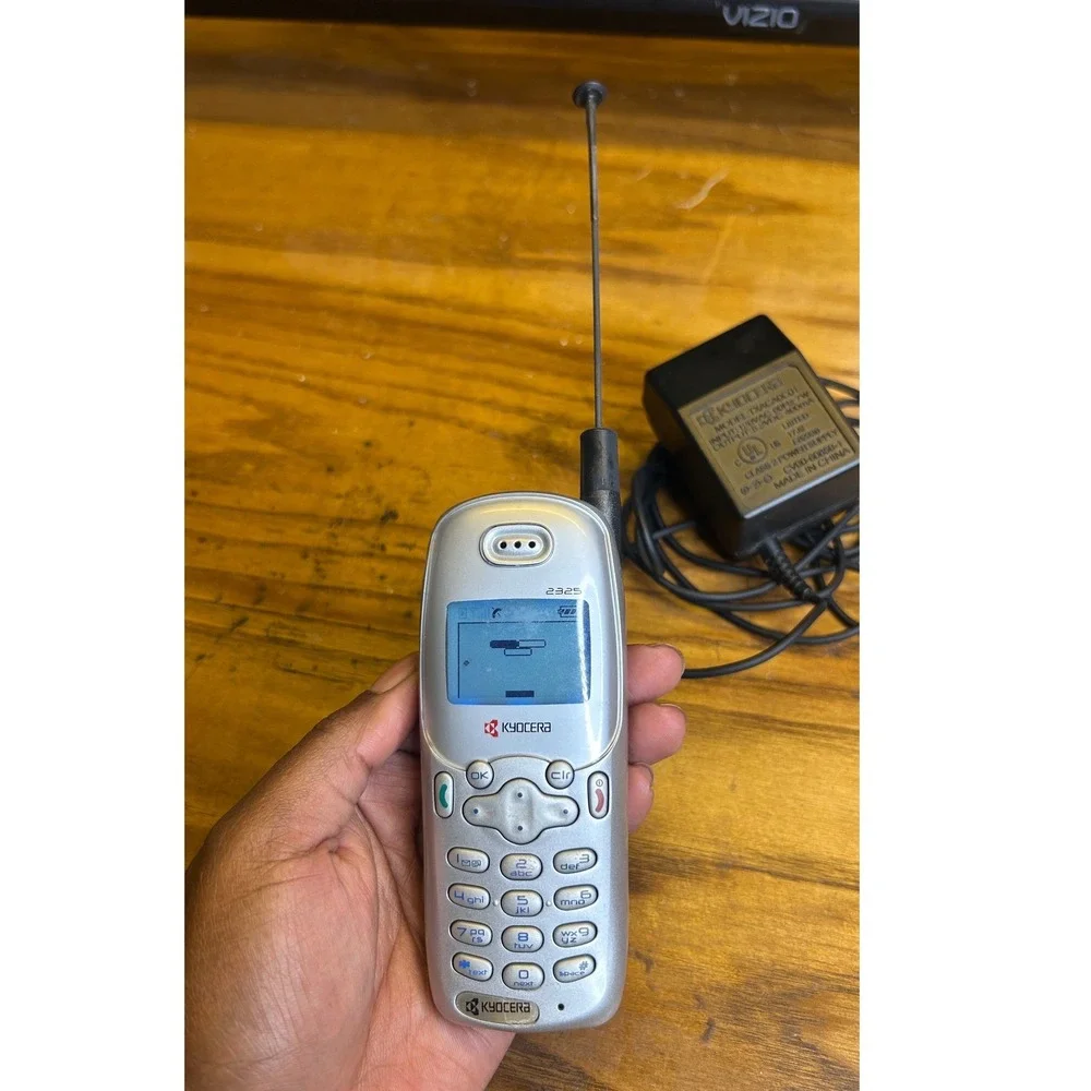 Y2K Kyocera 2325 Cell Phone Silver Black Vintage Candy Bar Mobile with Charger